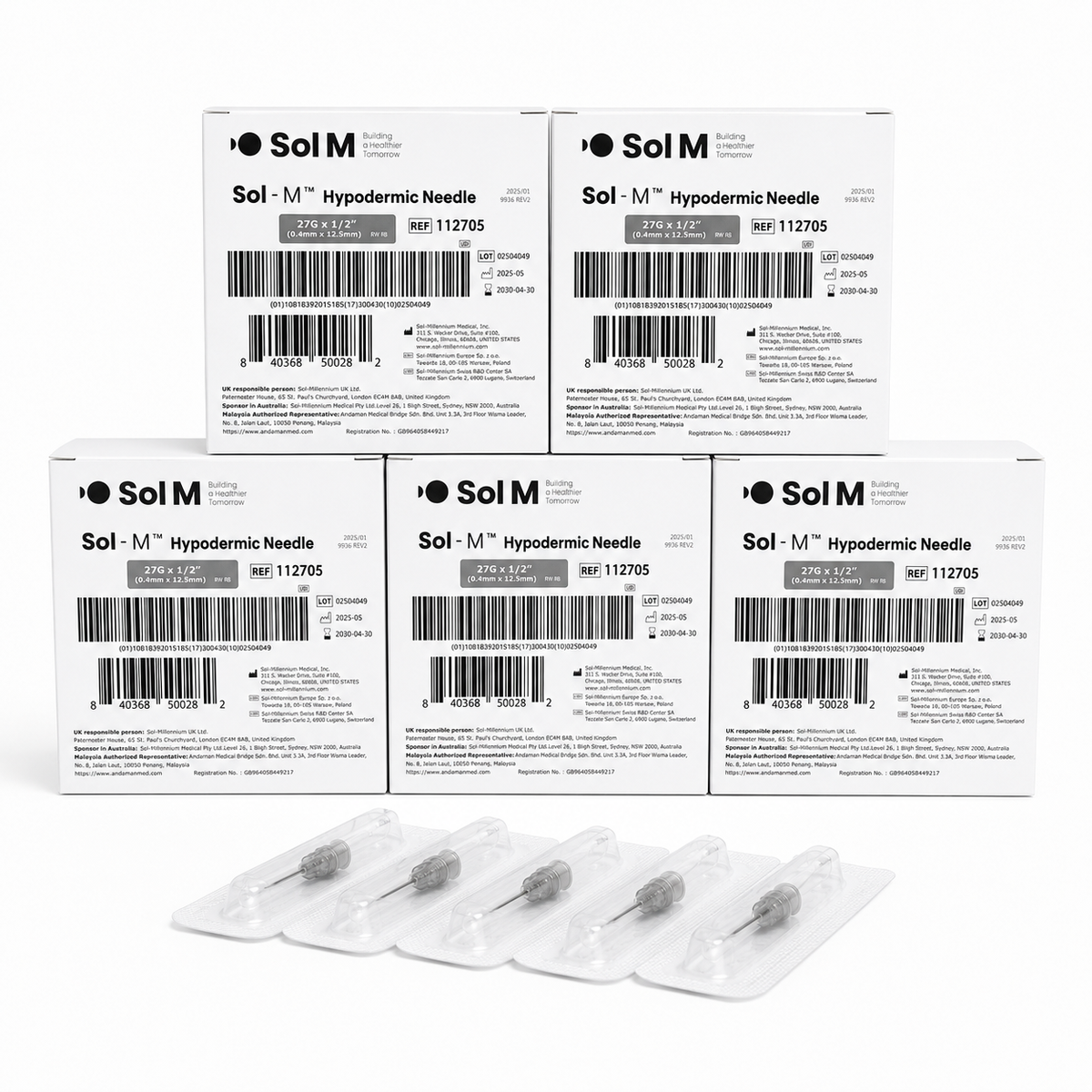 Grå kanyl 27G 0,40 × 12,5 mm – Sol-M