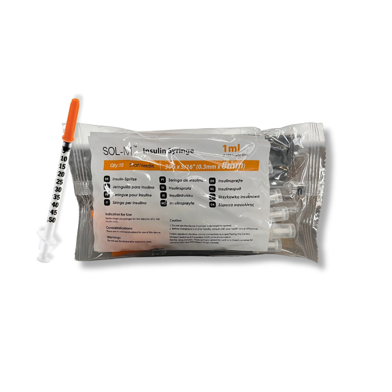 1000st Insulinsprutor U-100 1ml 30G 0,30 x 8mm (Pe-bag)