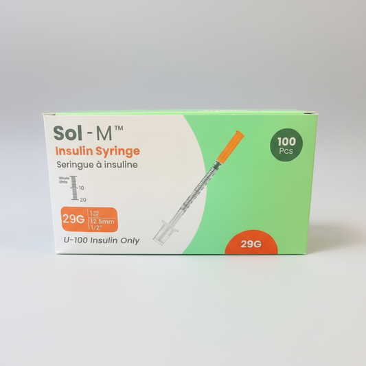 Sprutor med kanyl U-100, 1 ml, 29G (0,30 × 12mm), 100 stycken