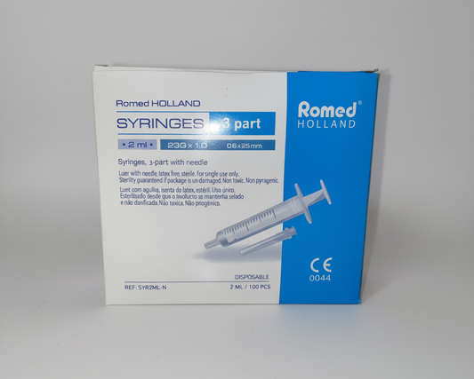 100st Sprutor 2ml + Blå kanyl – 3-komponent (Blisterpack)