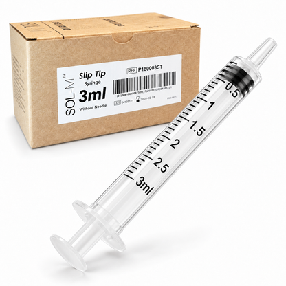 Sol-M 3 ml 3-komponentspruta med Luer Slip utan kanyl, tillsammans med originalkartong