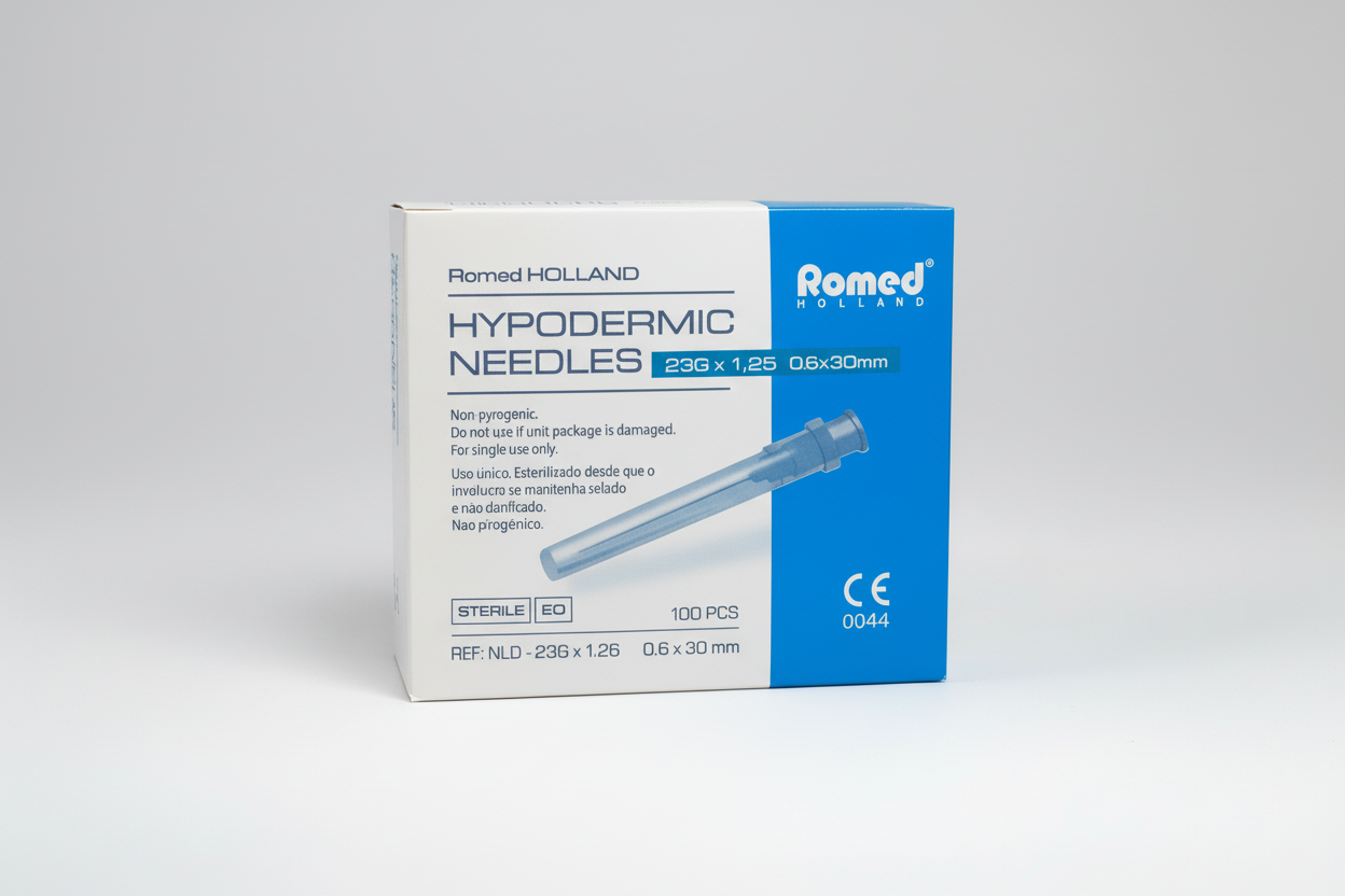Blå kanyl 23G 0,60x30mm – Romed 100-pack – Kanyler.com