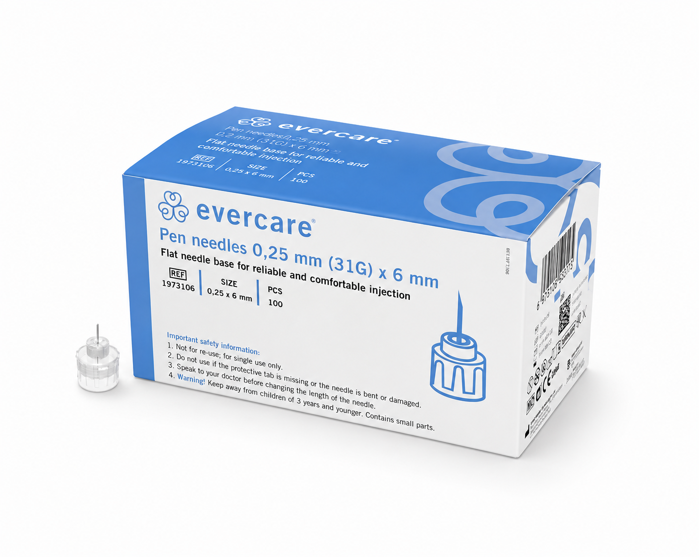 Pennkanyl 31G 0,25x6mm blå – Evercare 100-pack