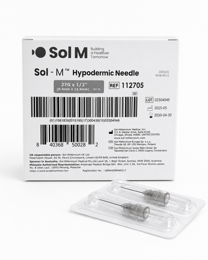 Grå kanyl 27G 0,40 x 12,5 mm – Sol-M hypodermisk kanyl