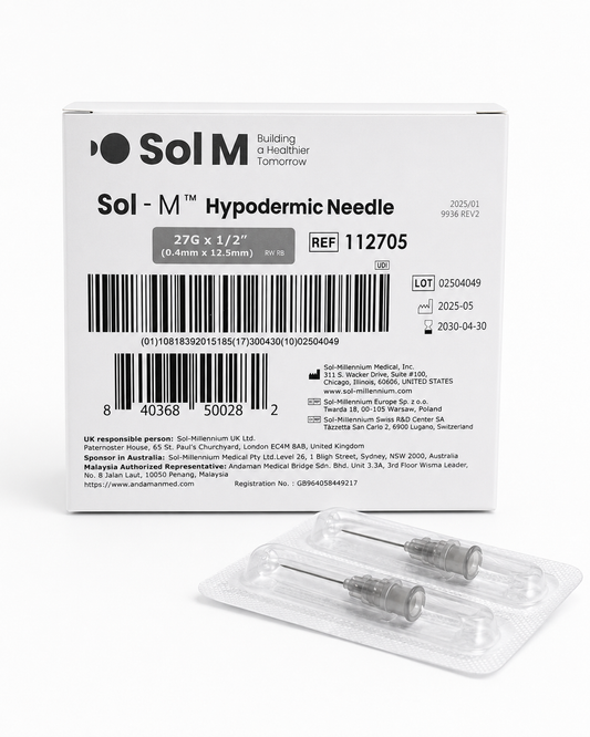 Grå kanyl 27G 0,40 x 12,5 mm – Sol-M hypodermisk kanyl