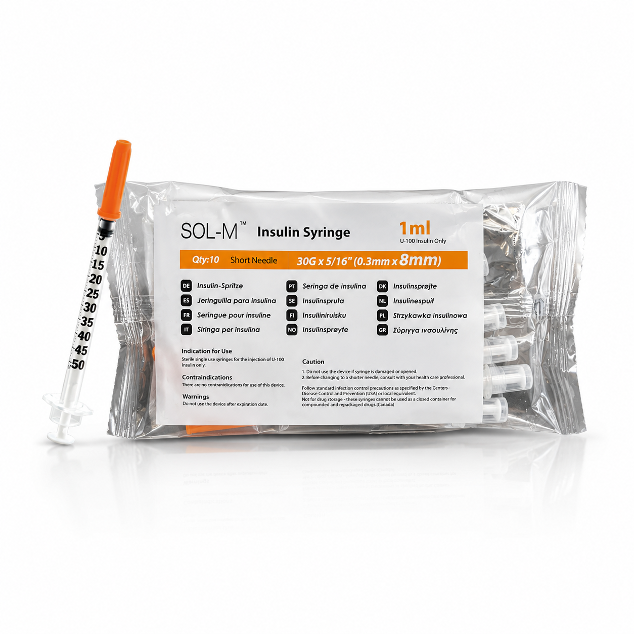 Insulinsprutor 1ml 30G 0,30x8mm – Sol-M