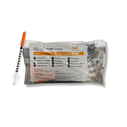 insulinsprutor 1ml med integrerad 30G kanyl 0,30 × 8mm från Sol-M 