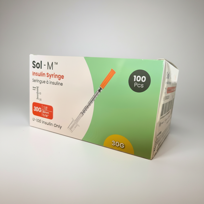 Insulinsprutor U-100 1ml med 30G 8mm kanyl, Sol-m