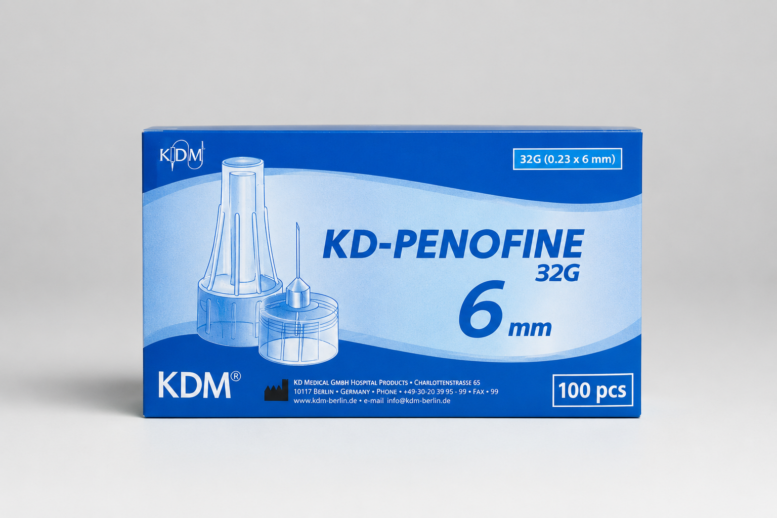 KD-Penofine pennkanyl 32G 0,23x6 mm ljusblå 100-pack