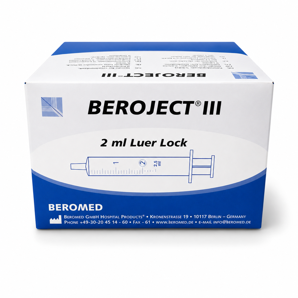 Beroject 2 ml Luer Lock 3-komponent sprutor från Beromed 100-pack