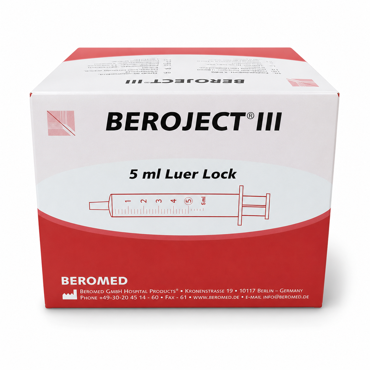 Beroject 5 ml Luer Lock 3-komponent sprutor från Beromed 100-pack
