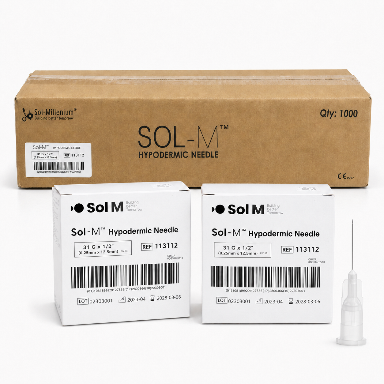 1000st tunn vit kanyl 31G 0,25 × 12,5 mm – hypodermiska nålar